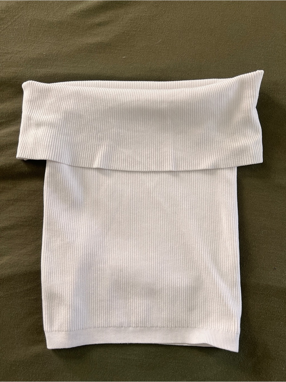 Off-Shoulder Ribbed White Top - Picture 1 of 4